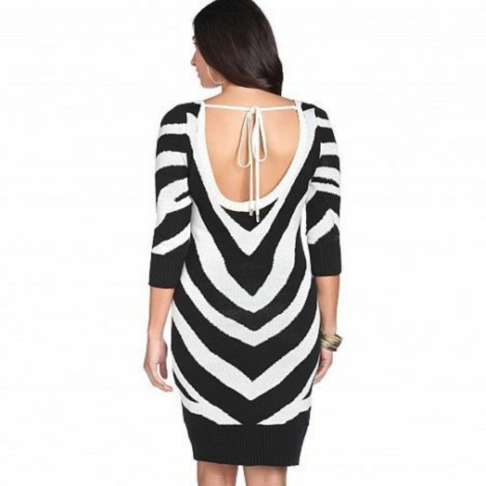 NWT BABY PHAT Y2K Zebra V-Neck, Scoop Back Slashed Sweater DRESS 1X PLUS 14 16